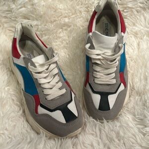 Steve Madden sneakers. White with red and blue. Size 7.